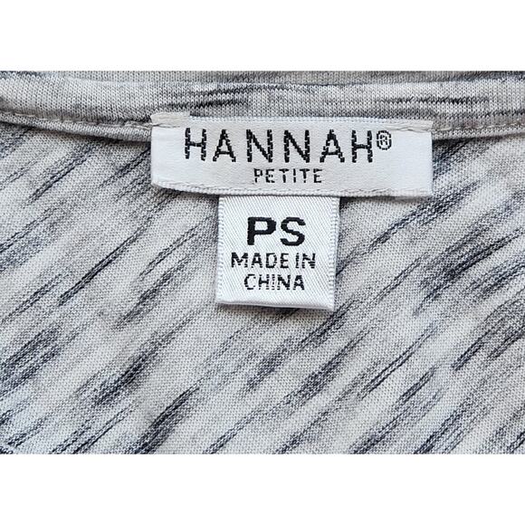 Hannah Petite Black White Marled Round Neck Top PS Lightweight Soft Stretch - Picture 4 of 5